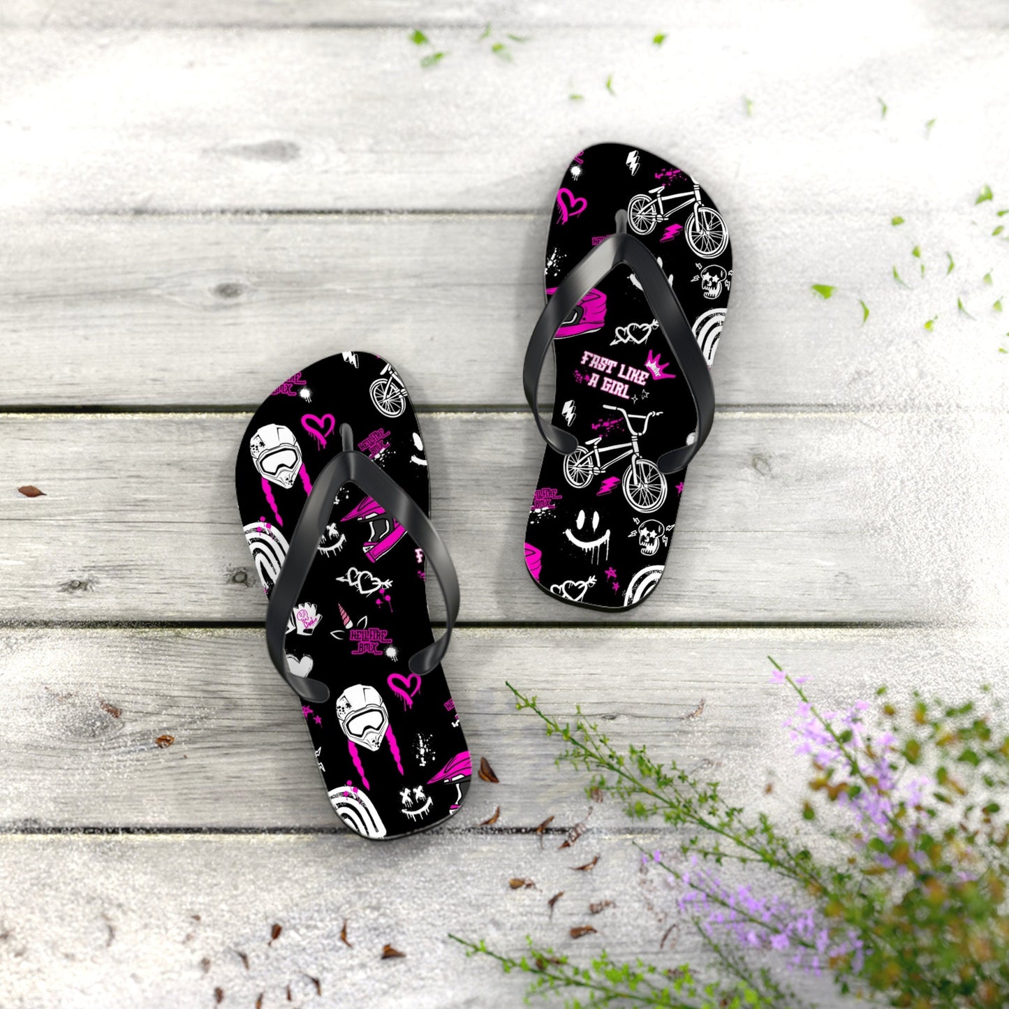 HellfireBMX Flip Flops - Fast Like a Girl BMX flip flops