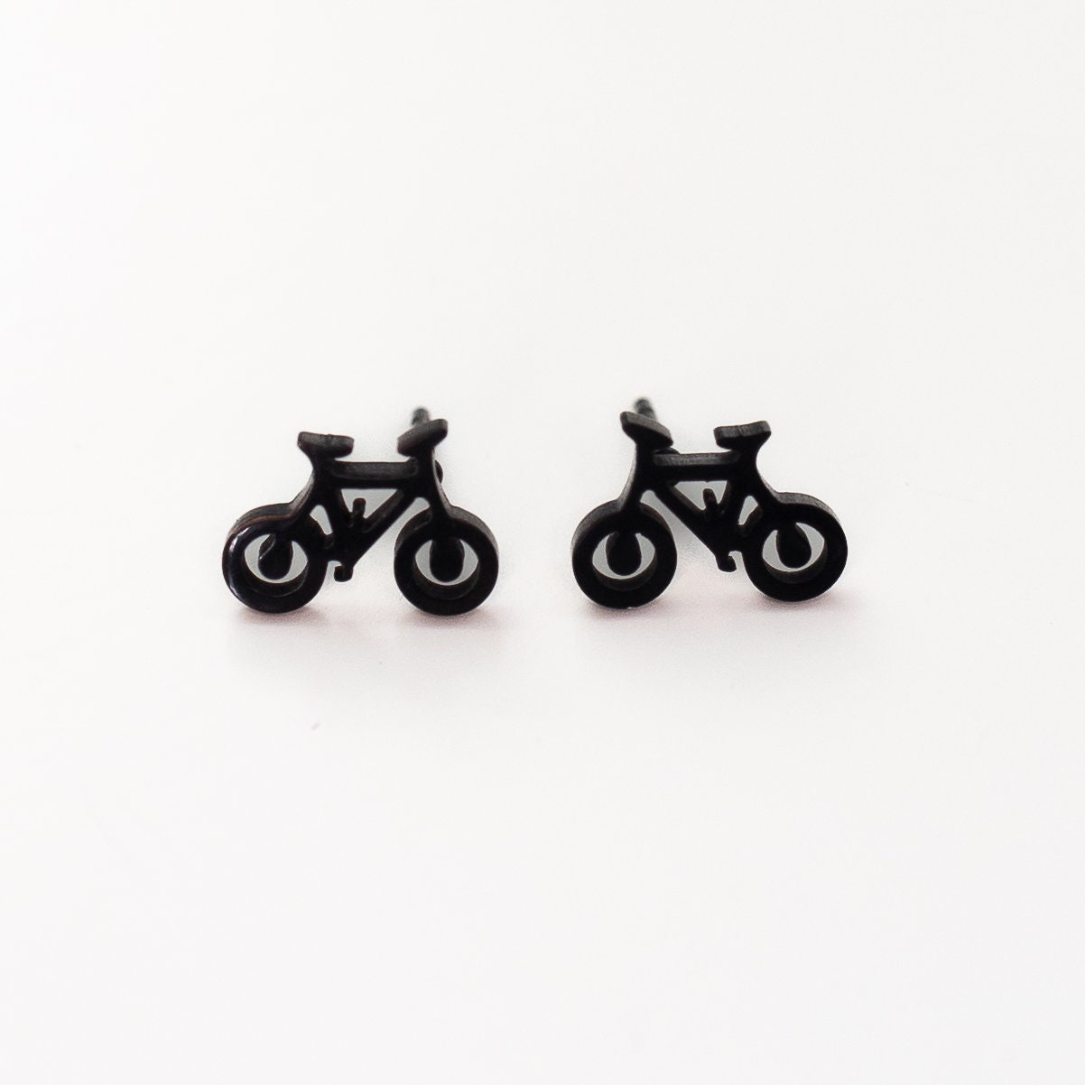 Rose Gold and Black Bicycle Earrings - Unique & Stylish Cycling Jewelry - Perfect Gift for Bike Lovers