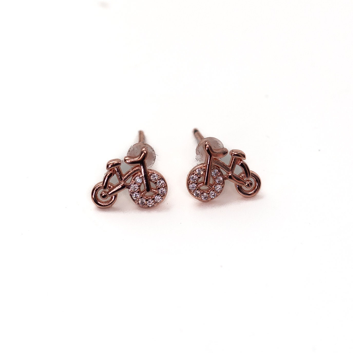 Rose Gold and Black Bicycle Earrings - Unique & Stylish Cycling Jewelry - Perfect Gift for Bike Lovers