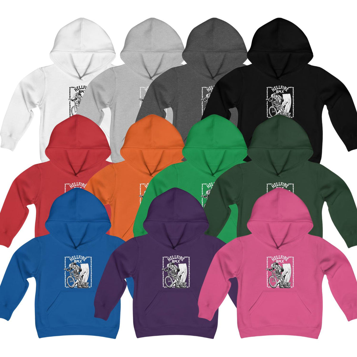 Hellfire BMX Youth Hoodie: Skeleton Rider Sweatshirt
