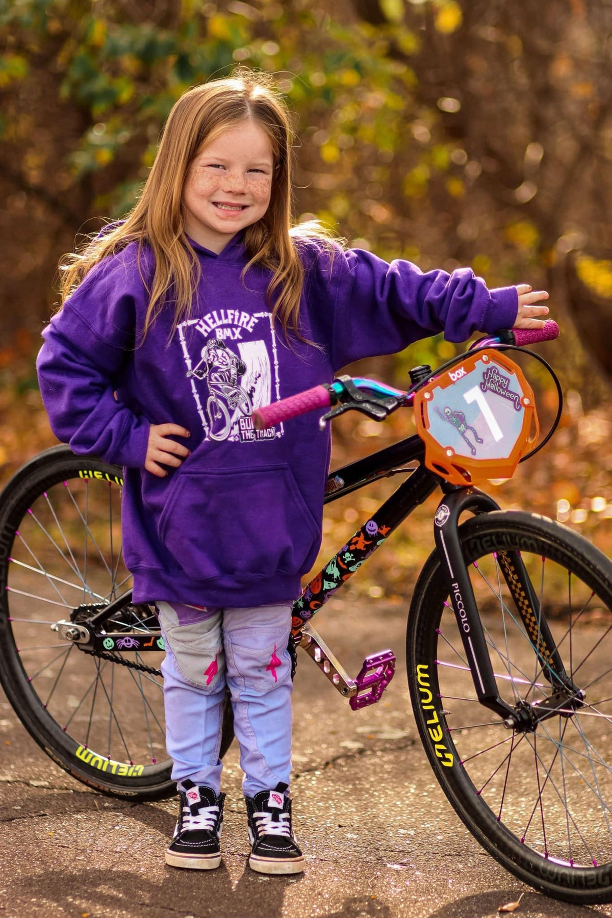 Hellfire BMX Youth Hoodie: Skeleton Rider Sweatshirt