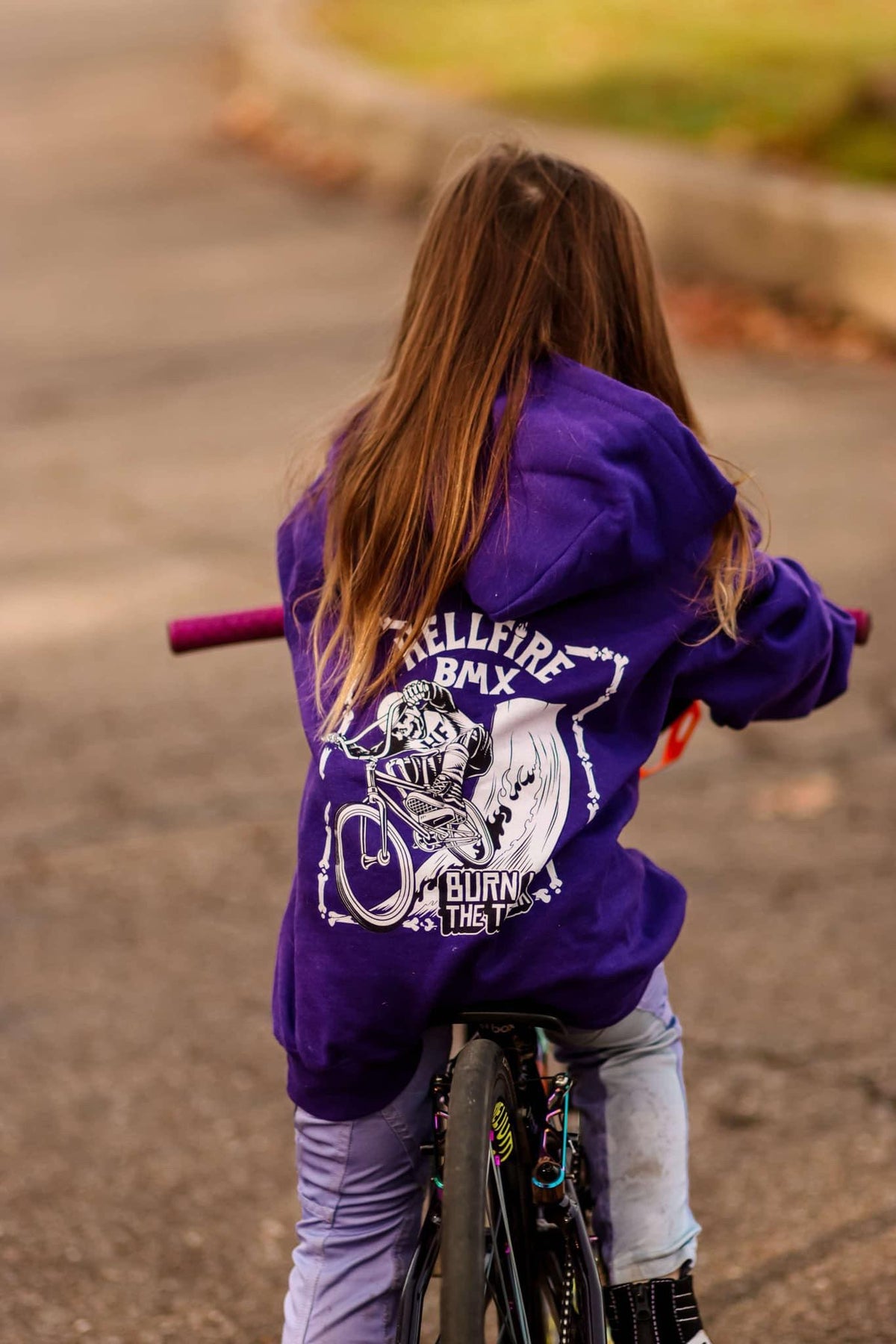 Hellfire BMX Youth Hoodie: Skeleton Rider Sweatshirt