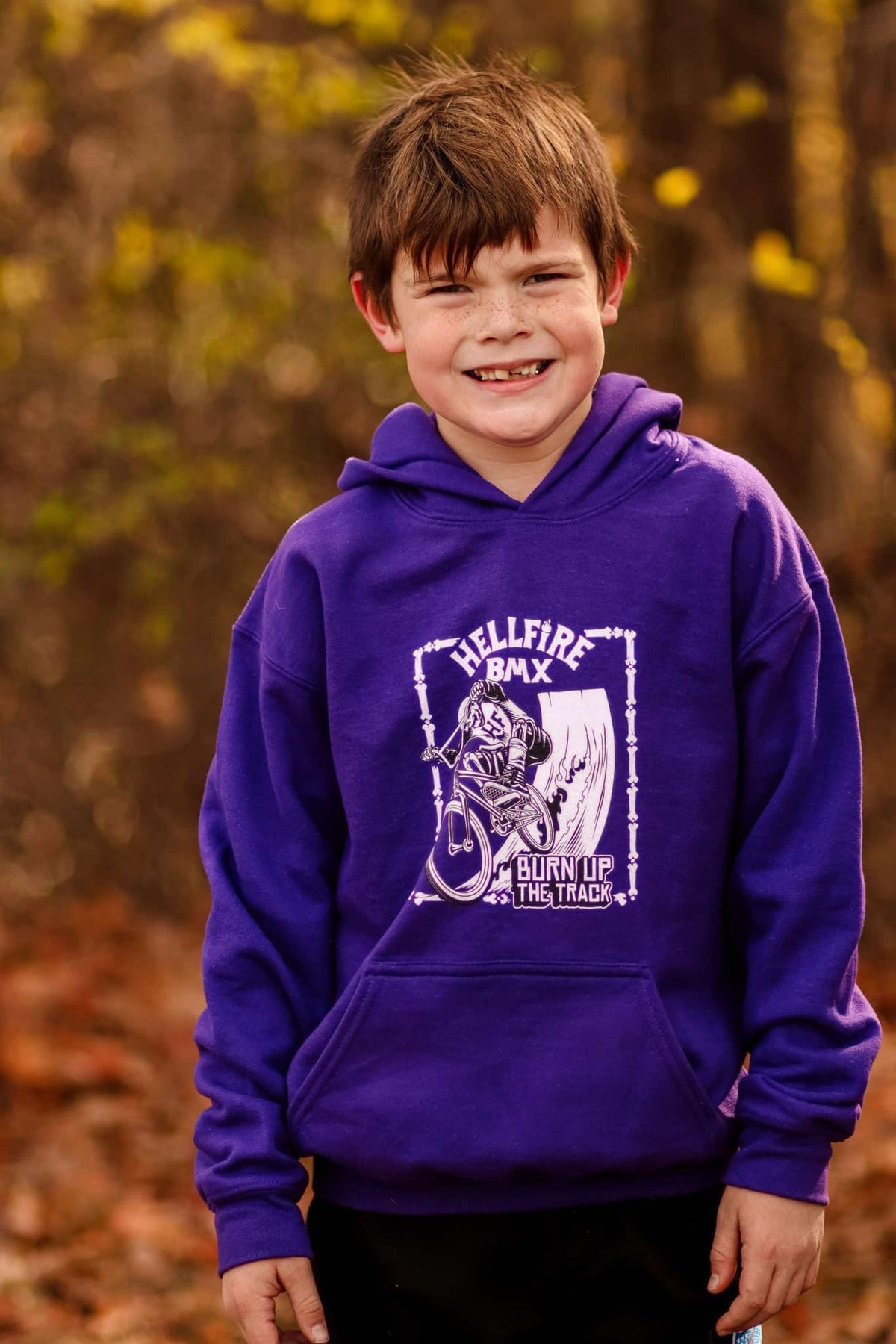 Hellfire BMX Youth Hoodie: Skeleton Rider Sweatshirt