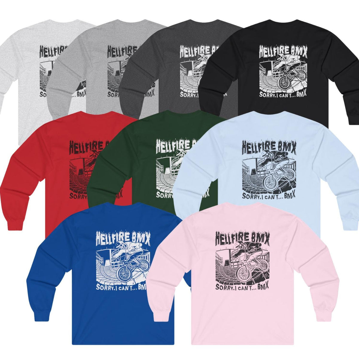 HellfireBMX Graphic Long Sleeve Tee, Unisex Urban Fashion