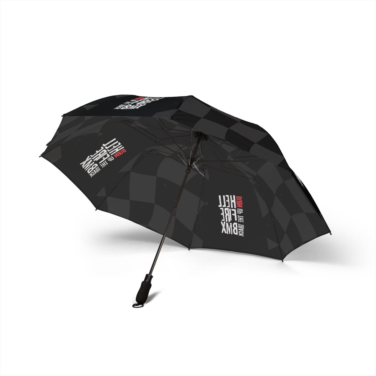 Hellfire BMX Umbrella - Gray and Black Check, Racing Track Style
