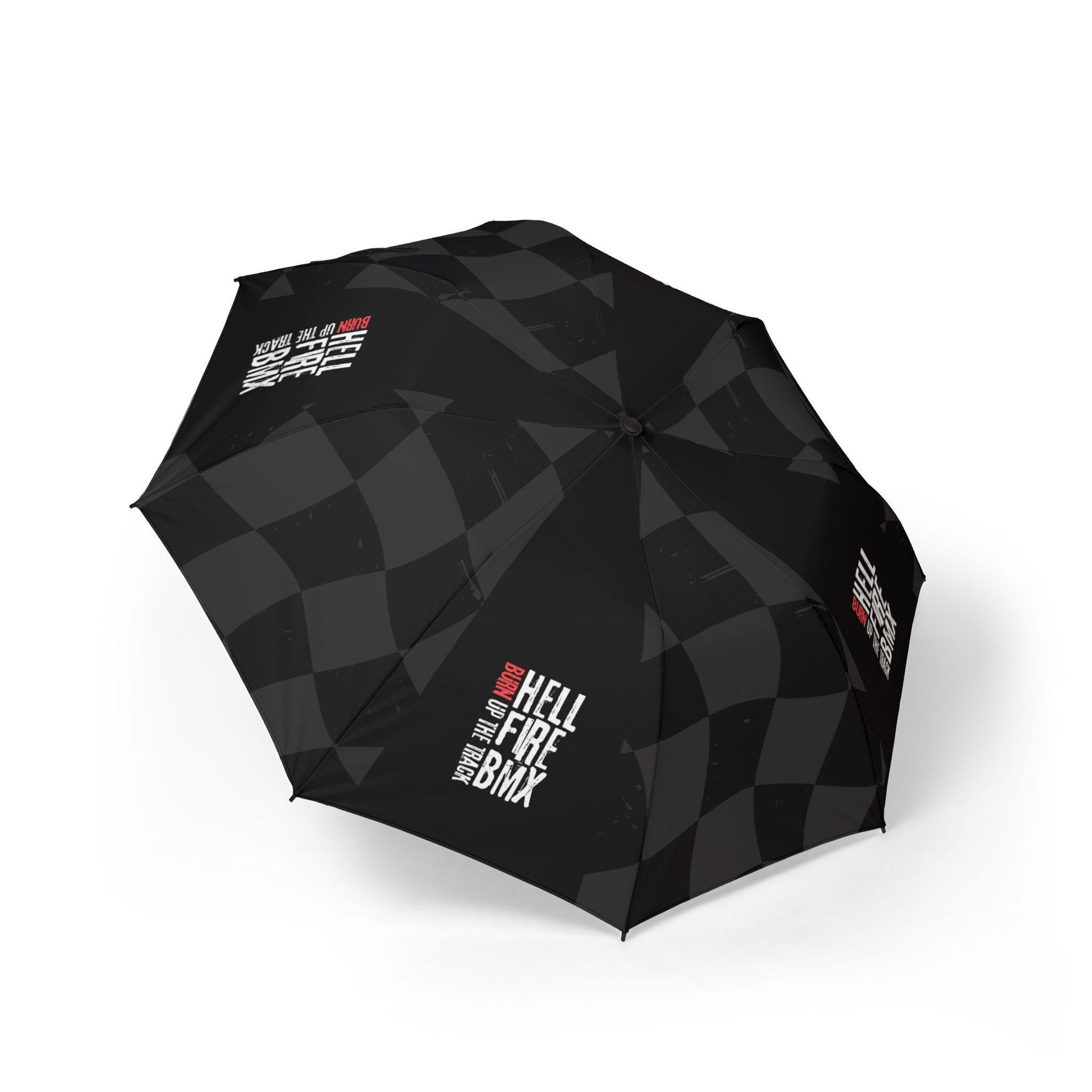Hellfire BMX Umbrella - Gray and Black Check, Racing Track Style