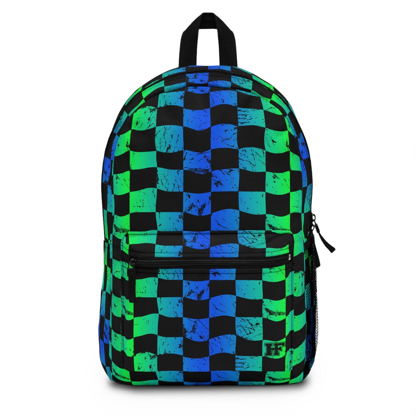 Checkered Backpack - Blue Green Plaid, Padded Laptop Compartment