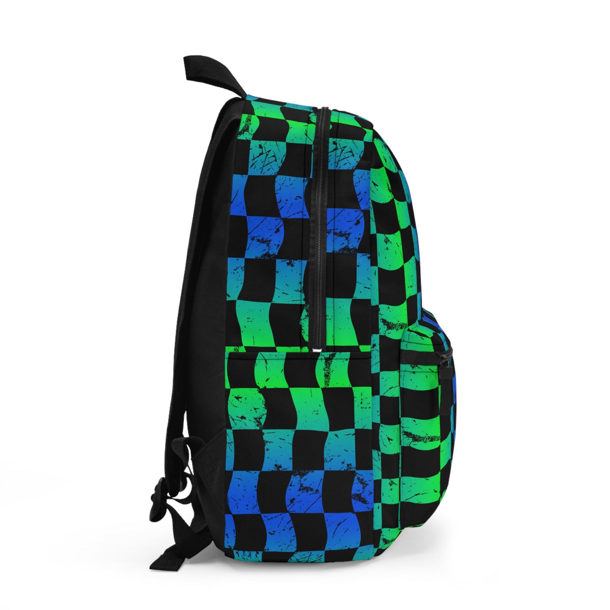 Checkered Backpack - Blue Green Plaid, Padded Laptop Compartment