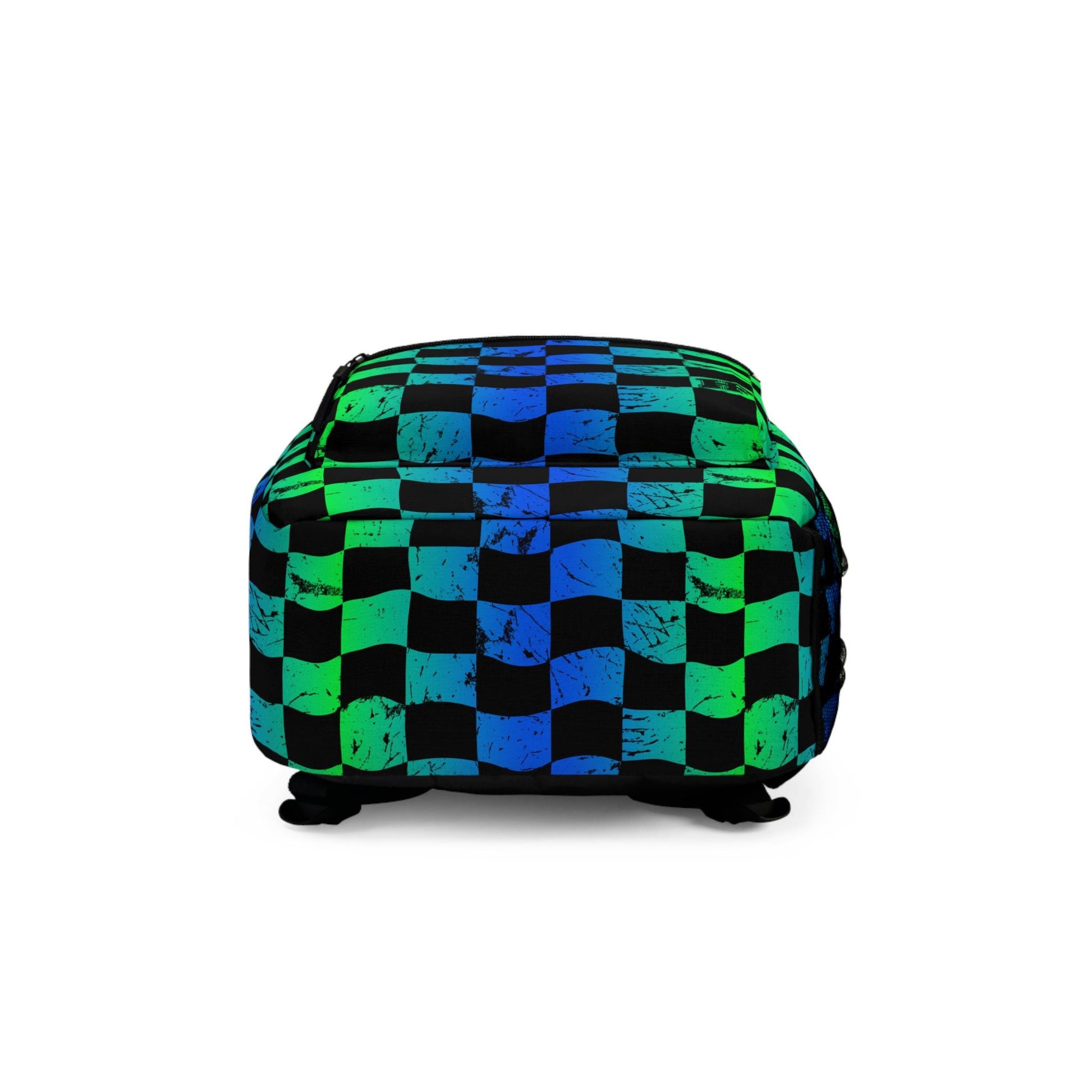 Checkered Backpack - Blue Green Plaid, Padded Laptop Compartment