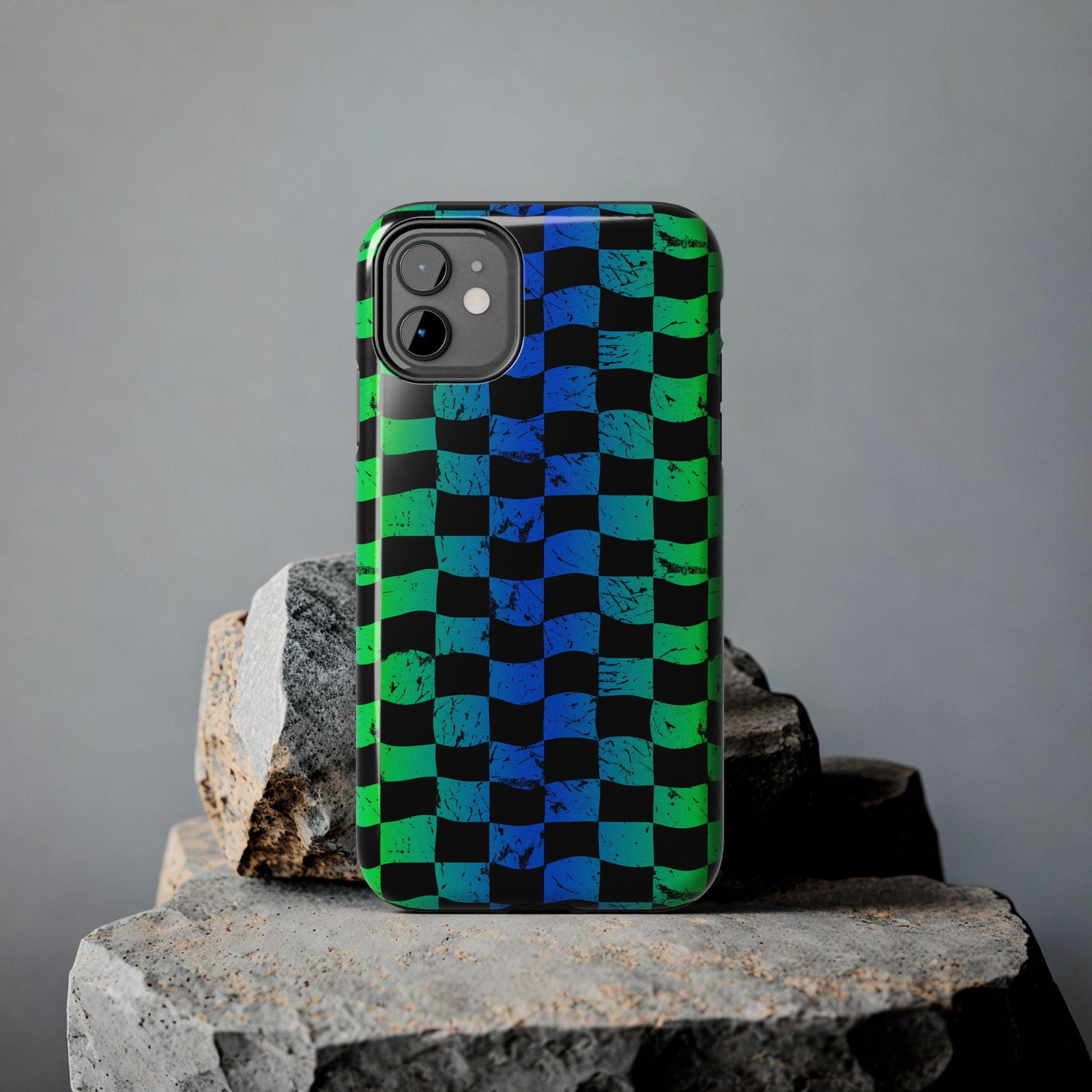 Blue Green Checkered iPhone Case | Phone Case