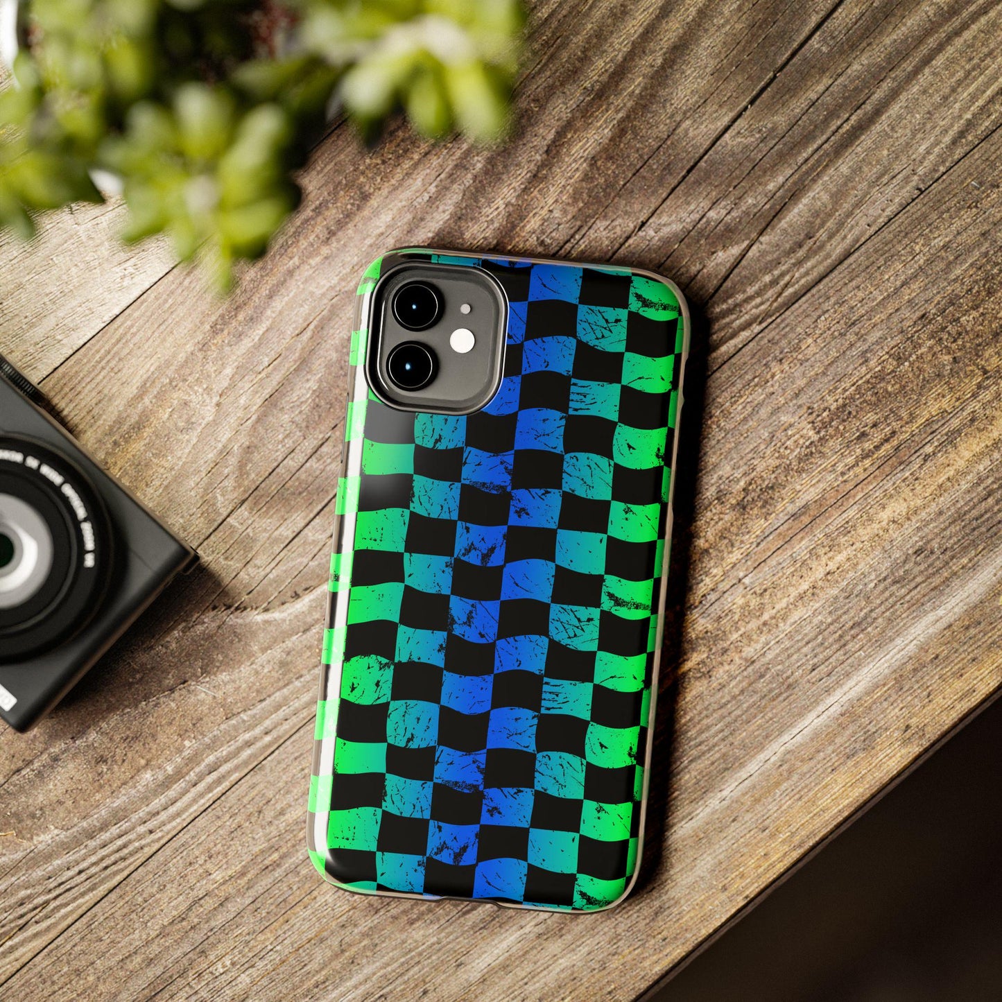 Blue Green Checkered iPhone Case | Phone Case