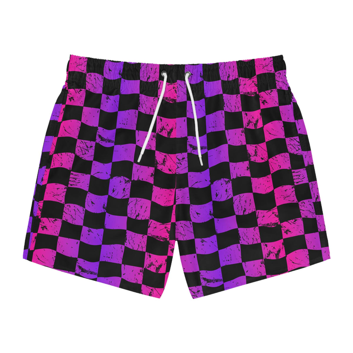 Pink Purple Check Swim Trunks | All-Over Print
