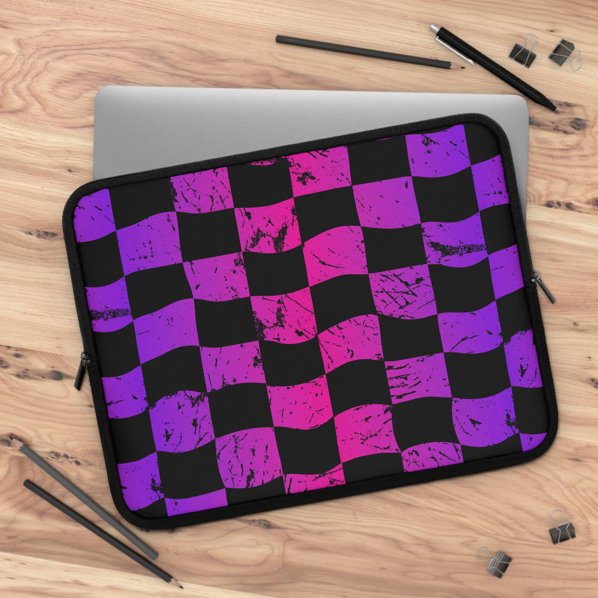 Rainbow Checkered Race Flag Laptop Sleeve