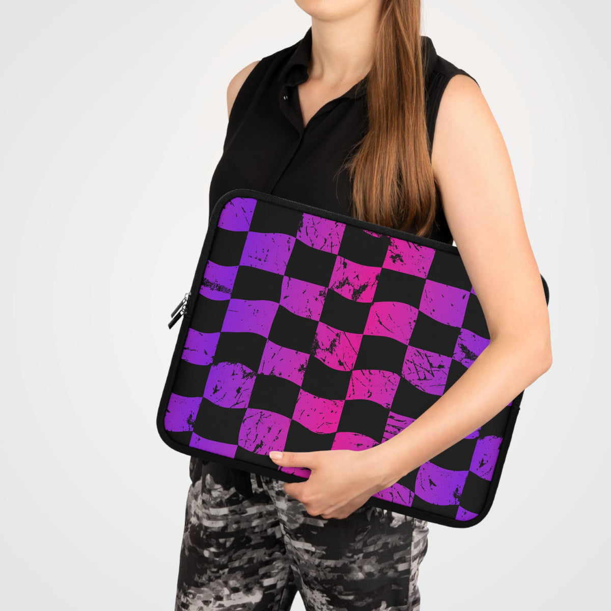 Rainbow Checkered Race Flag Laptop Sleeve