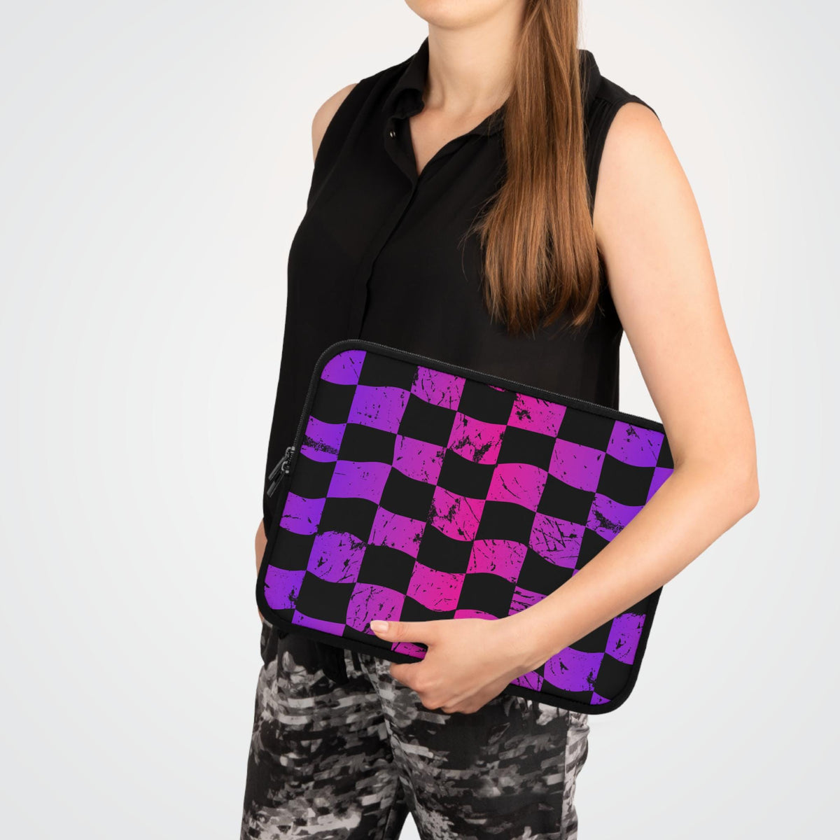 Rainbow Checkered Race Flag Laptop Sleeve
