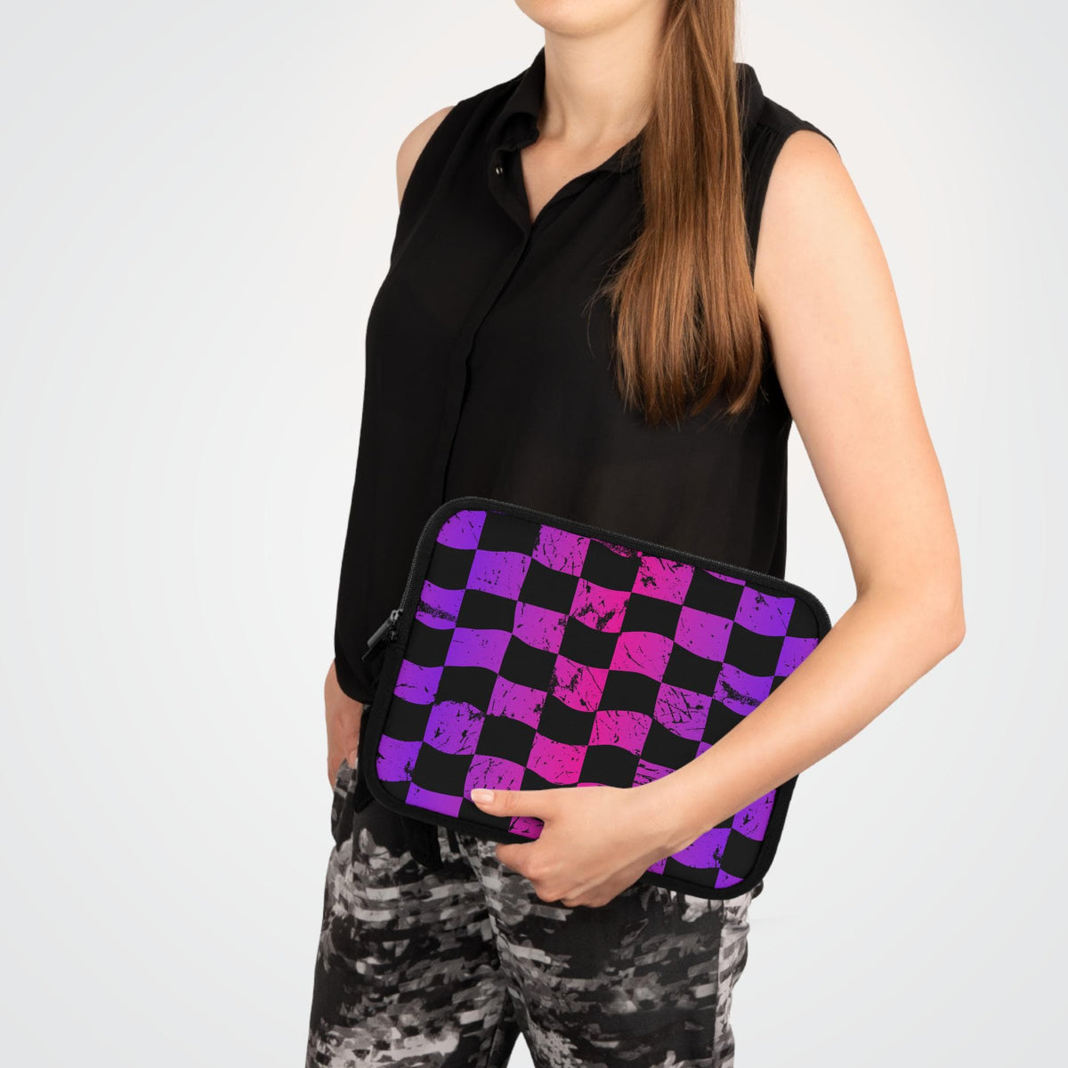 Rainbow Checkered Race Flag Laptop Sleeve