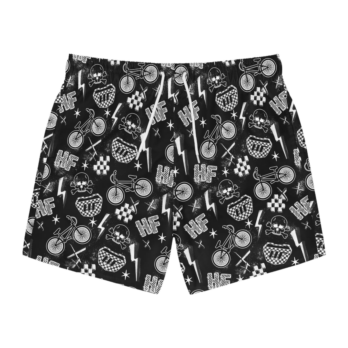 BMX Swim Trunks, Hellfire Design, Men's Board Shorts, Beachwear, Teenager Teen Boy Clothing, Adult Summer Pool Swimwear
