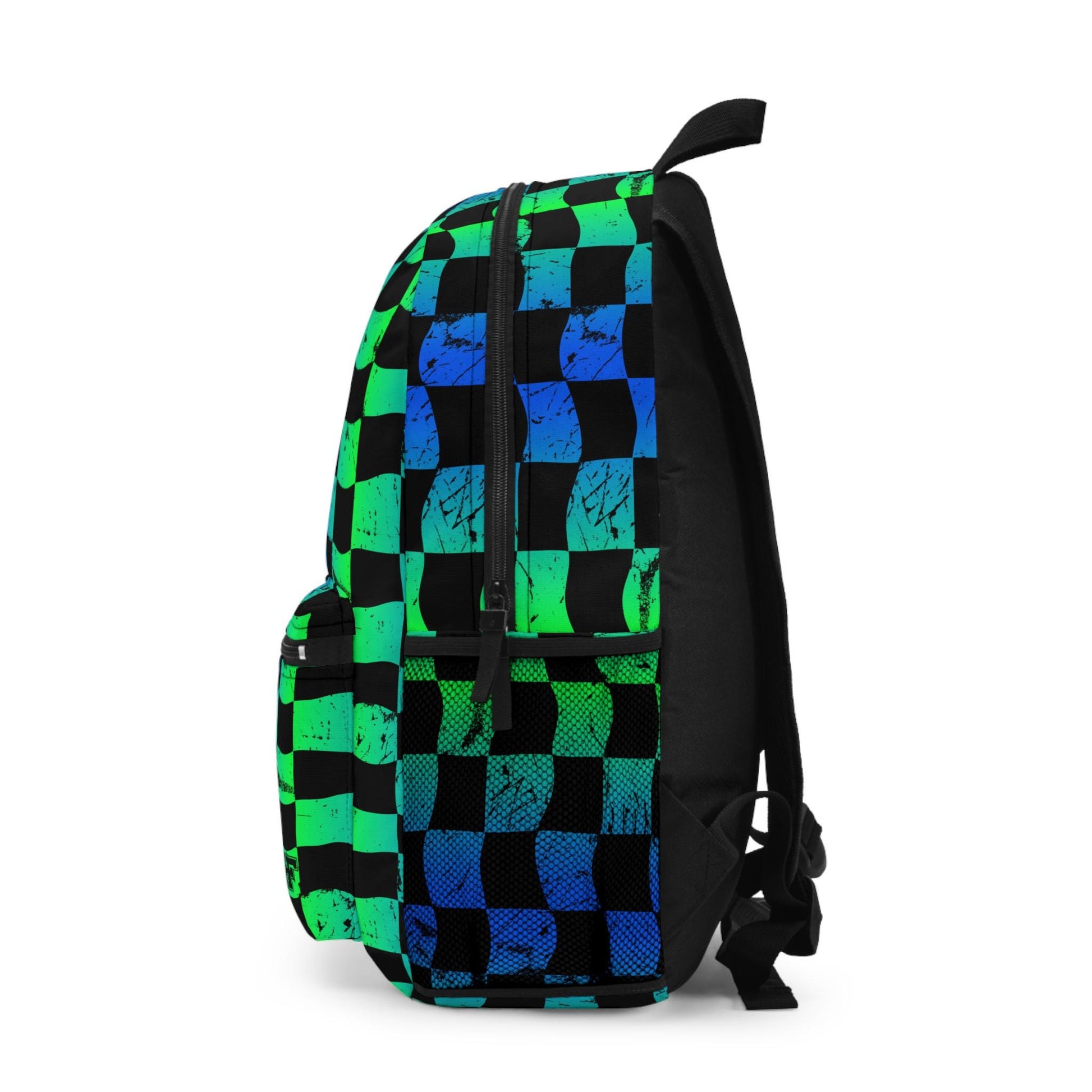 Checkered Backpack - Blue Green Plaid, Padded Laptop Compartment