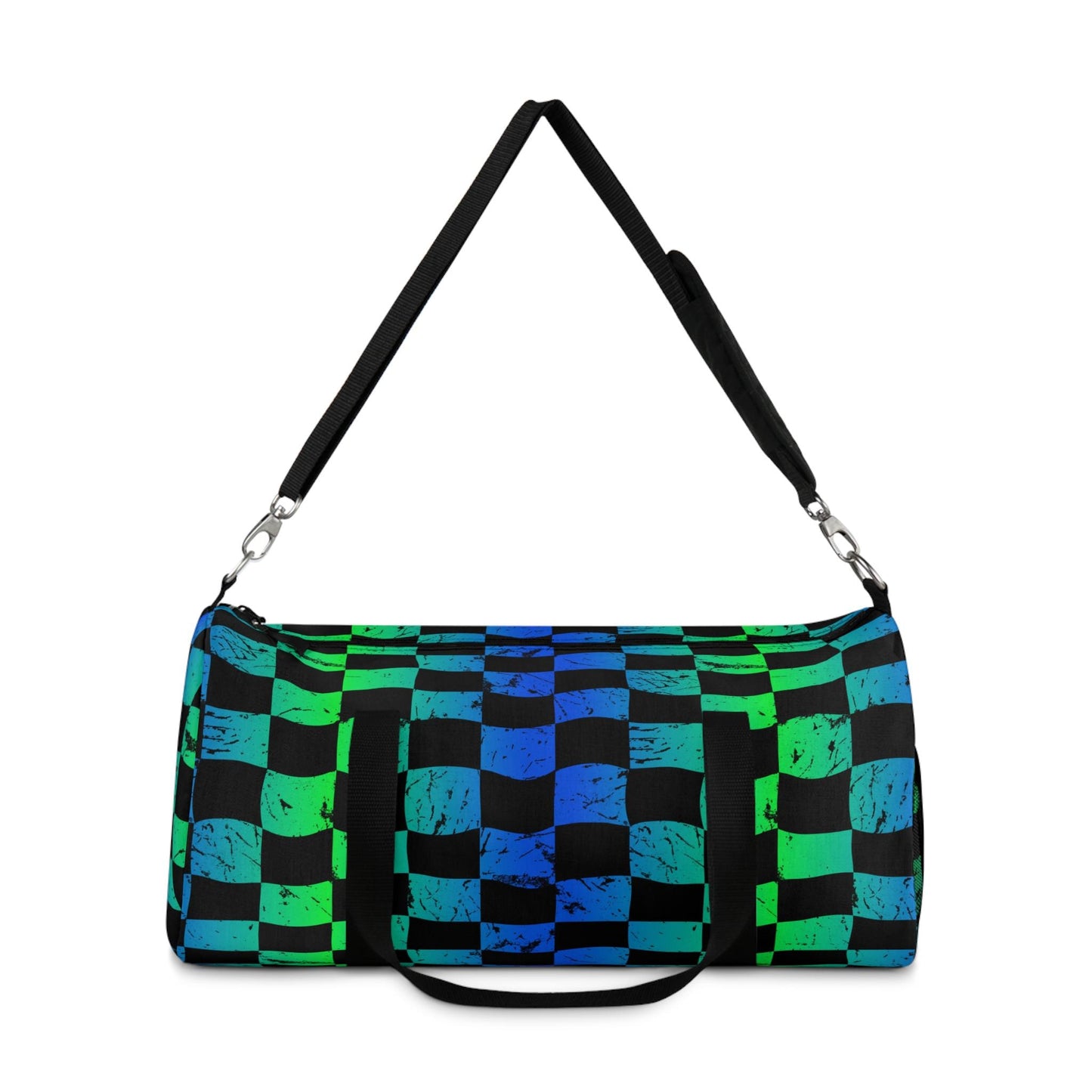 Green and Blue Checkered Hellfire BMX Duffel Bag | Sports Travel Gear
