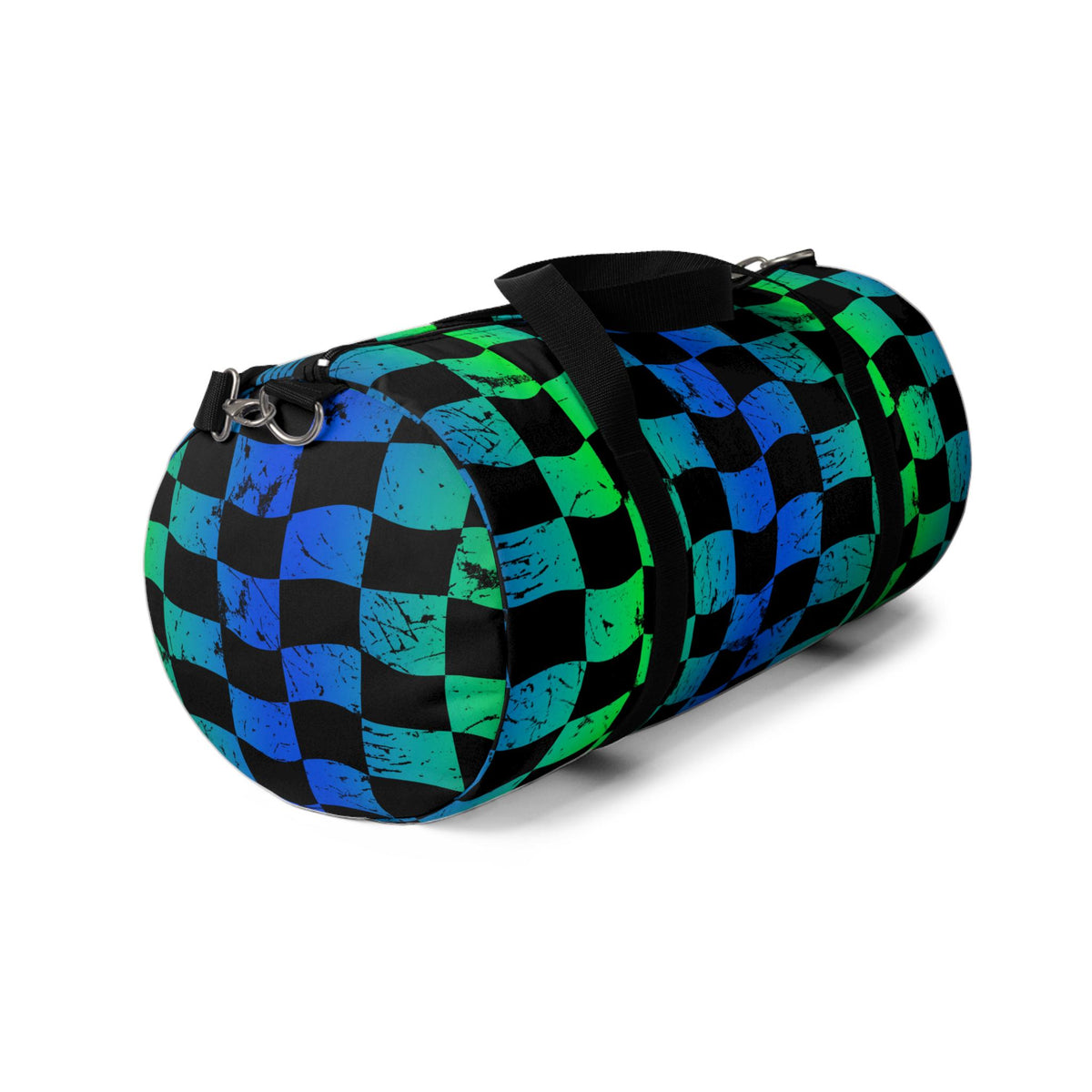 Green and Blue Checkered Hellfire BMX Duffel Bag | Sports Travel Gear
