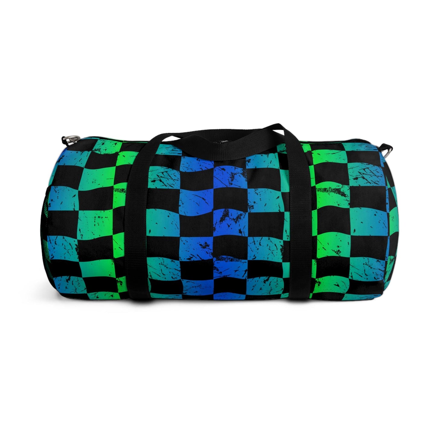 Green and Blue Checkered Hellfire BMX Duffel Bag | Sports Travel Gear