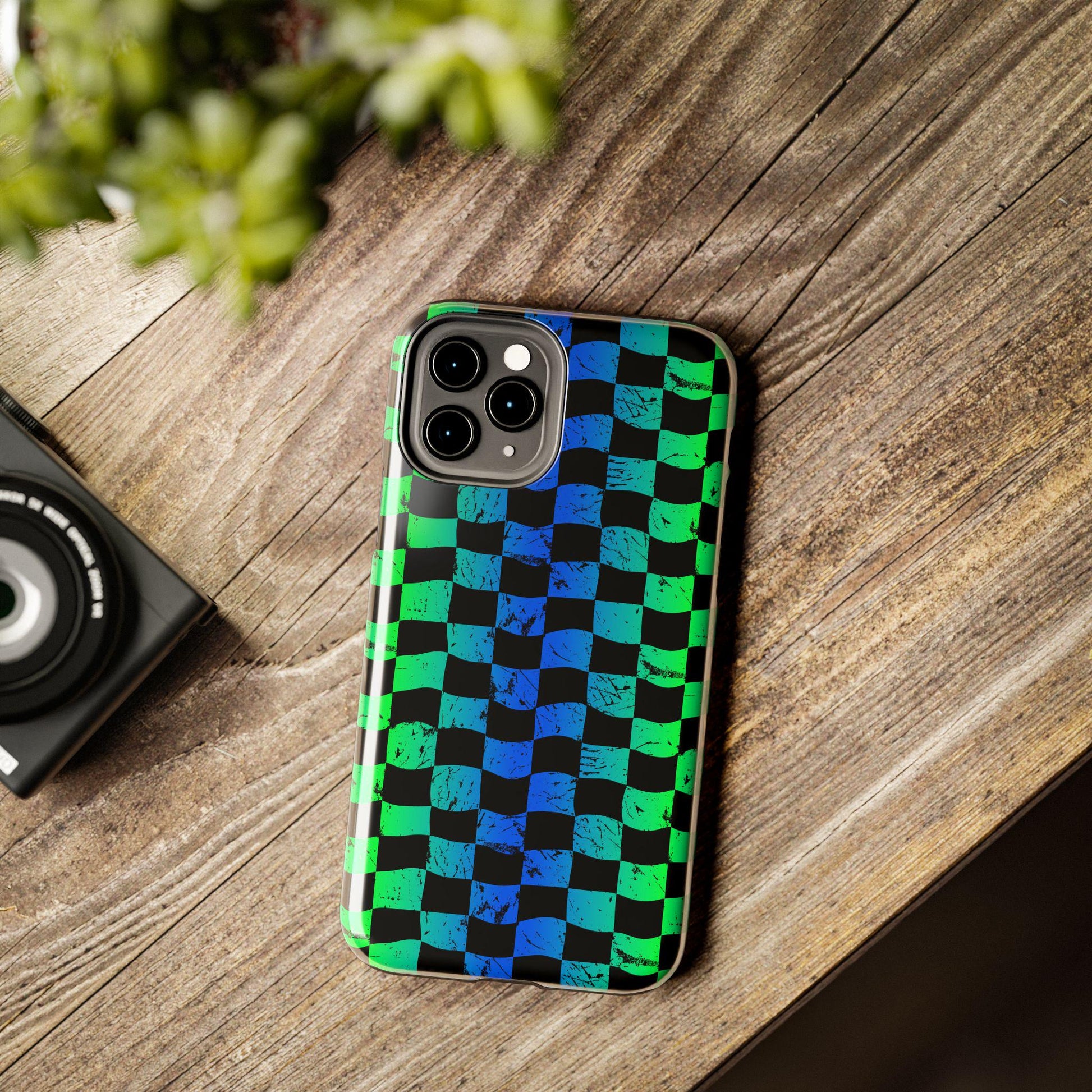 Blue Green Checkered iPhone Case | Phone Case