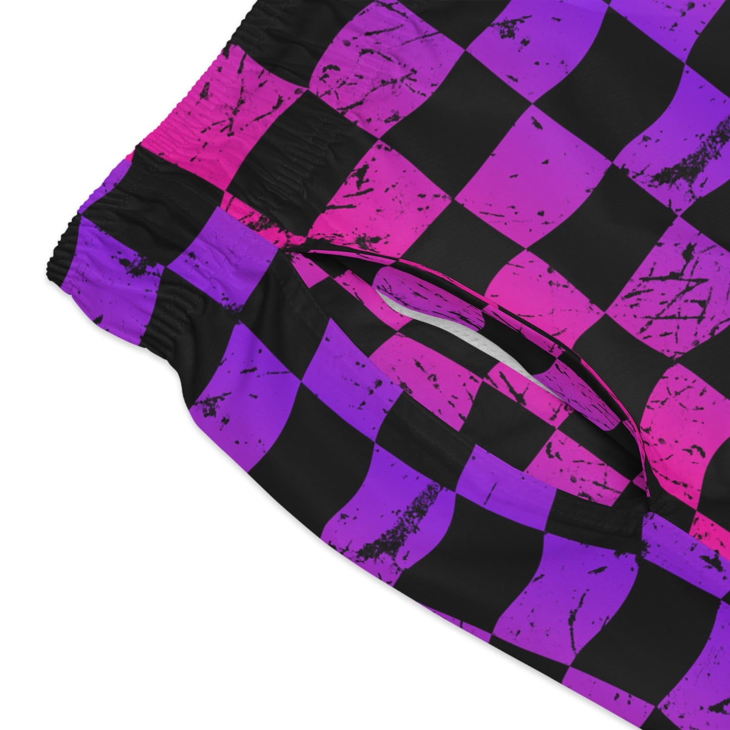 Pink Purple Check Swim Trunks | All-Over Print