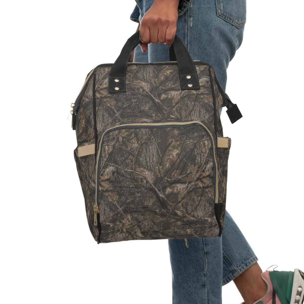 Tree Camo All-Over Print Multifunctional Diaper Backpack
