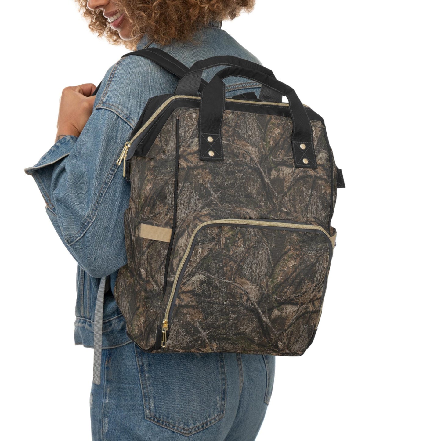 Tree Camo All-Over Print Multifunctional Diaper Backpack